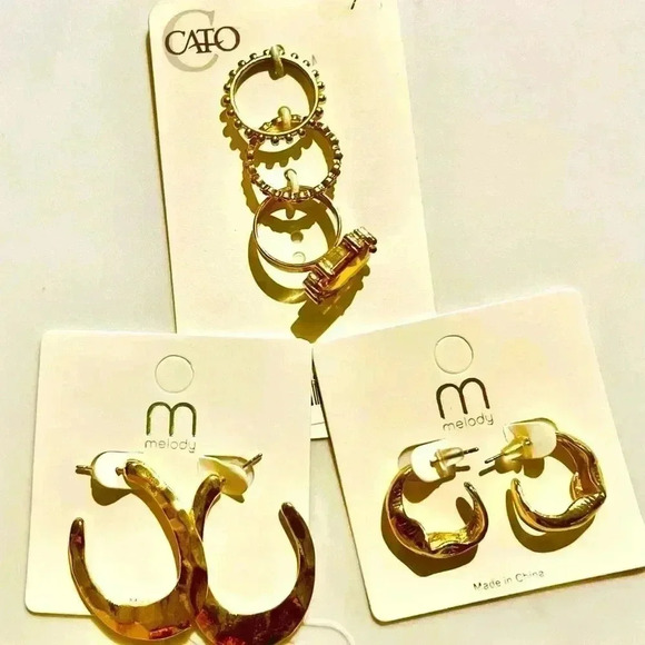 Cato Gold Ring Set and Two Pairs of Gold Earrings - Picture 1 of 9